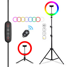 3200-5600K professional photography with tripod stand phone live broadcast 10 inch rgb led ring light